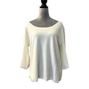 J.Crew Women's Ivory Boat Neck Pullover Sweater Size M Casual Knit Grannycore